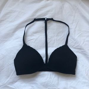 Black Padded Halter Bra w/ Lace Trims
